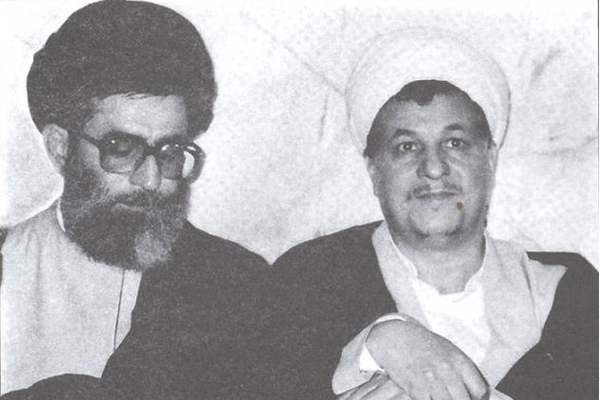 Ayatollah Khamenei with Ali Akbar Rafsanjani after being appointed Supreme Leader in 1989